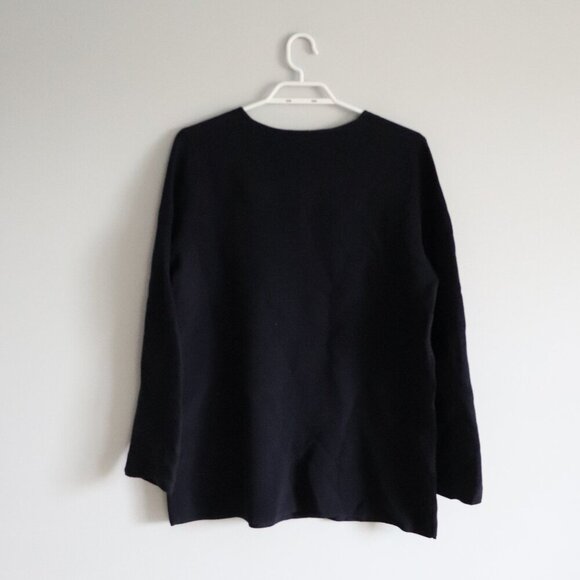 Uniqlo Men's Sz Lrg Blue V-Neck Ribbed Stretch Long Sleeve Pullover Sweater - Picture 2 of 11